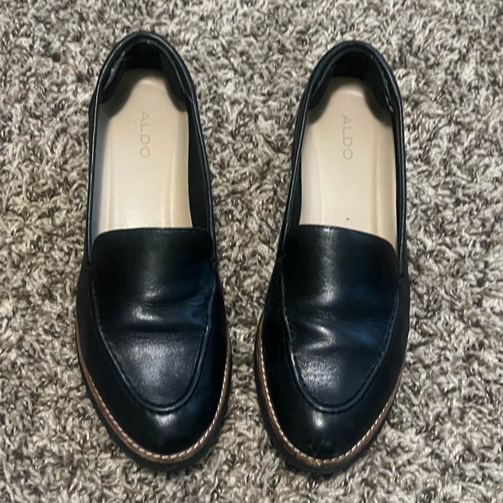 SOLD- ALDO Women's Rheildanflex Loafer - Classic Black Leather Loafers